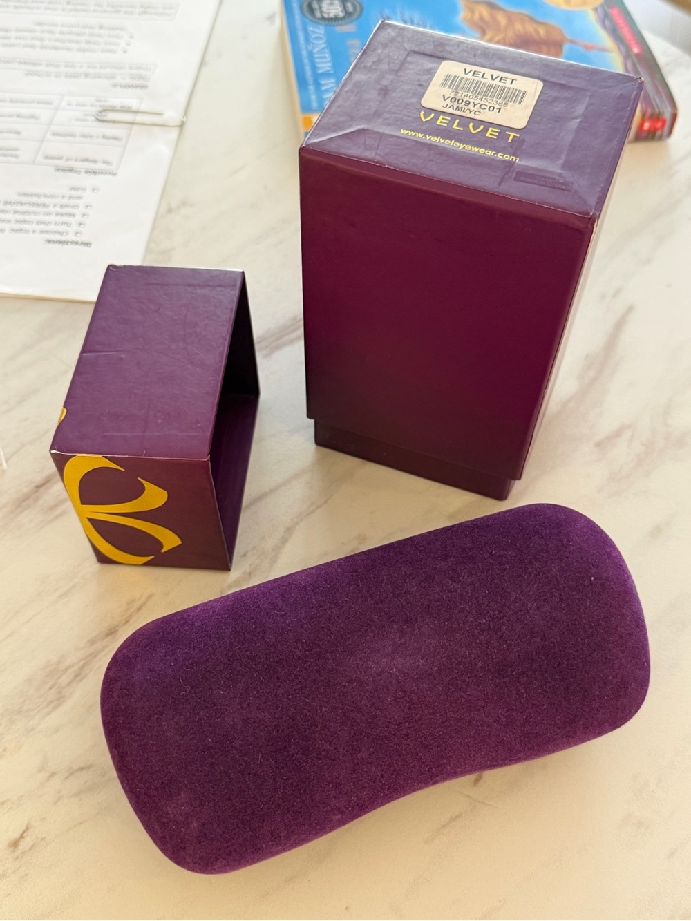 Velvet Purple Suede-Look Glasses Case with Matching Box